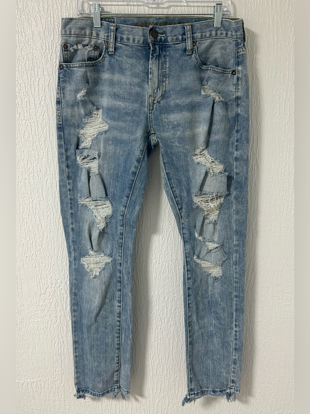 American Eagle Outfitters Light Blue Ripped Skinny Jeans Size 32x30